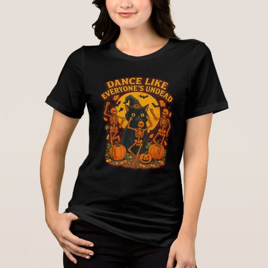 Dance Like Everyone’s Undead Funny Halloween Witch Tri-Blend Shirt (Vorderseite)