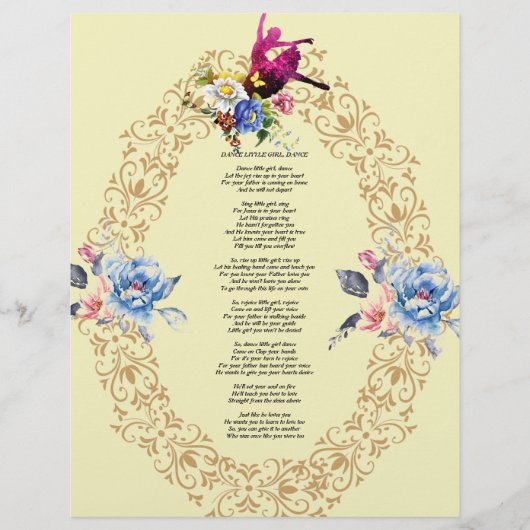 Dance Little Girl Dance Gedicht auf Leinenpapier (Vorderseite)