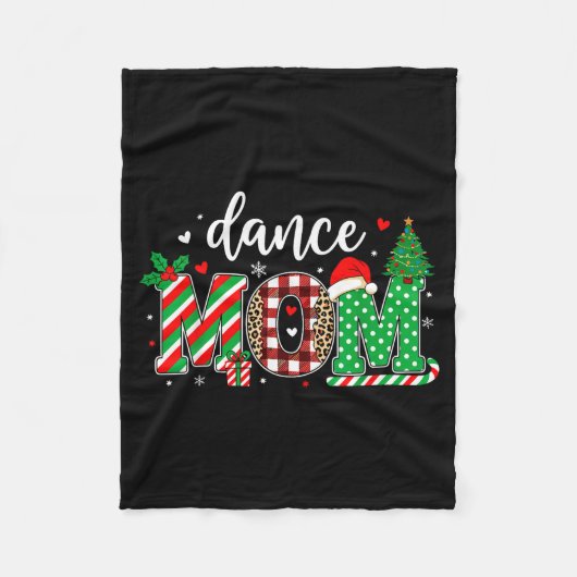 Dance Mom Christmas Buffalo Plaid Leopard Santa Ha Fleecedecke (Vorderseite)