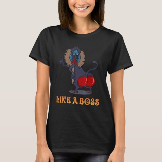 Dance Monkey - Wie ein Boss Baboon Affe mit Rot T-Shirt (Vorderseite)