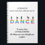 Dance, multicoloured notizblock<br><div class="desc">Inspirational Quote, Dance, multicoloured with female silhouette</div>