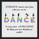 Dance, multicoloured poster<br><div class="desc">Inspirational Quote,  Dance,  multicoloured with female silhouette</div>