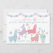 Dance no Drama Llamas Drive by Birthday Party Einladung (Vorderseite)