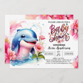 Dance of Dolphins Girl Baby Shower Einladung (Vorne/Hinten)