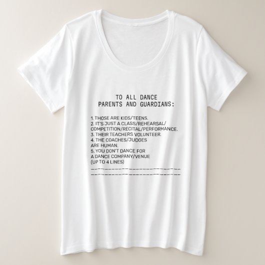 Dance Parent Erinnerung Apple Große Größe T-Shirt (Design vorne)
