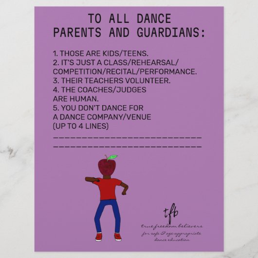 Dance Parent Erinnerung Apple Lavender Flyer (Vorne)
