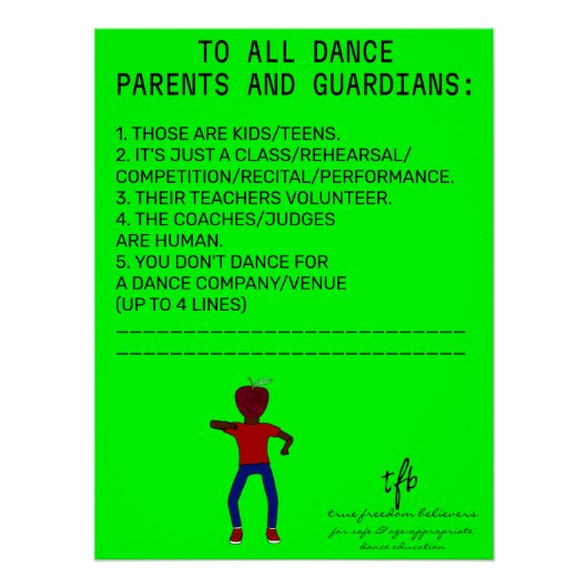 Dance Parent Erinnerung Apple Limon Poster (Vorderseite)