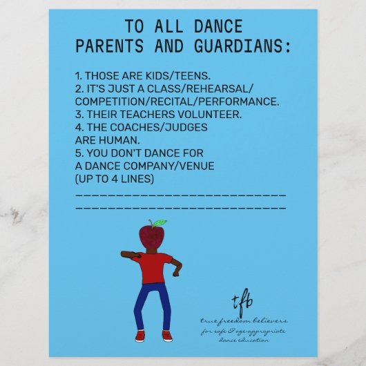 Dance Parent Erinnerung Apple Sky Blue Flyer (Vorne)