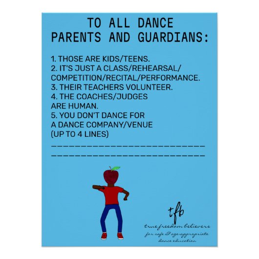 Dance Parent Erinnerung Apple Sky Blue Poster (Vorderseite)