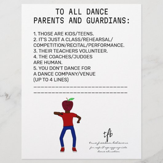 Dance Parent Erinnerung Apple White Flyer (Vorne)