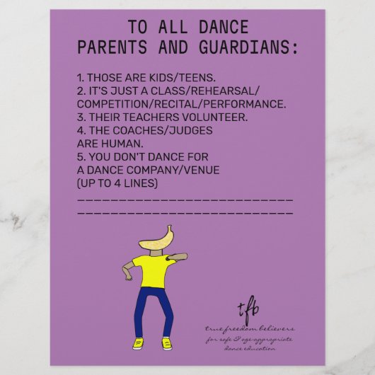 Dance Parent Erinnerung Banana Lavender Flyer (Vorne)