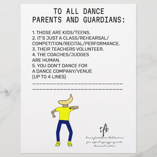 Dance Parent Erinnerung Banana Limoner Flyer (Vorne)