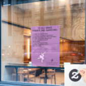 Dance Parent Erinnerung Sheep Lavender Fensteraufkleber (Café-Fenster)