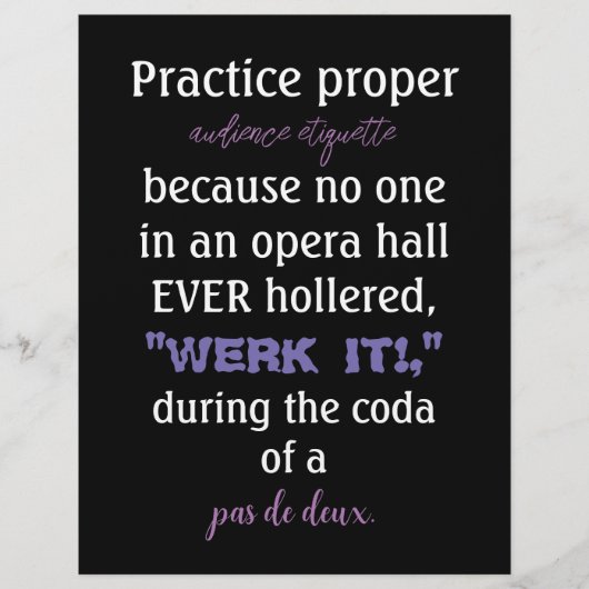 Dance Parters Audience Etiquette Lavender Flyer (Vorne)