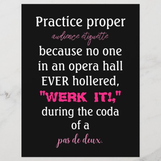 Dance Parters Audience Etiquette Pink Flyer (Vorne)