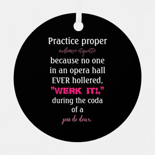 Dance Parters Audience Etiquette Pink Ornament Aus Metall (Vorderseite)