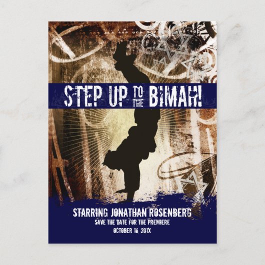 Dance Party Bar Mitzvah Save the Date Ankündigungspostkarte (Vorderseite)