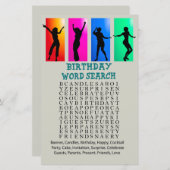 Dance Party Birthday Word Search Game (Vorne/Hinten)