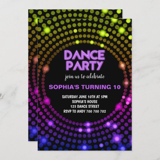 Dance Party Disco 80er Ball Giro del Malcantone Einladung (Vorne/Hinten)