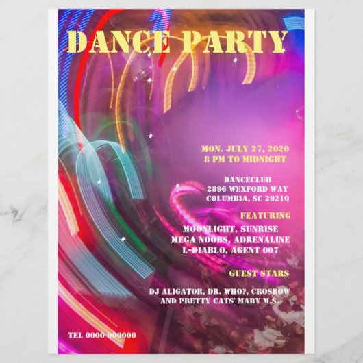 DANCE PARTY DRAAIKOLK AANPASBAAR ,TEKST. FLYER (Vorne)