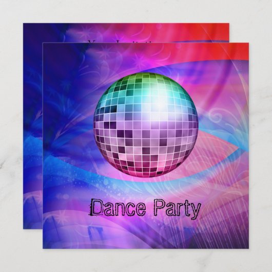 Dance Party Event Pink Blue Abstrakt Mirrorball Einladung (Vorne/Hinten)