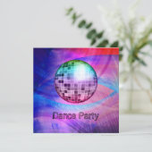 Dance Party Event Pink Blue Abstrakt Mirrorball Einladung (Stehend Vorderseite)