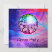 Dance Party Event Pink Blue Abstrakt Mirrorball Einladung (Vorderseite)