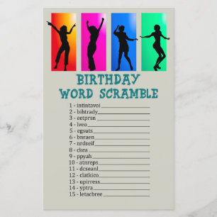 Dance Party Geburtstag Word Scramble Game