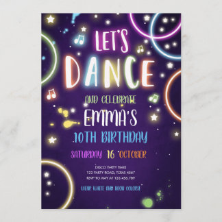 Dance Party Neon Glow Disco Einladung