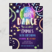 Dance Party Neon Glow Disco Einladung (Vorne/Hinten)