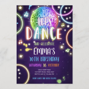 Dance Party Neon Glow Disco Einladung
