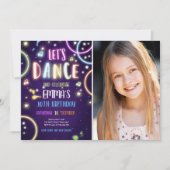 Dance Party Neon Glow Disco Zum Geburtstag Einladu Einladung (Vorderseite)
