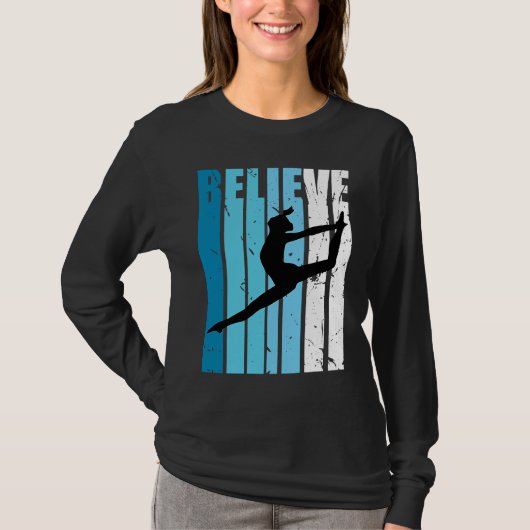 Dance Retro Believe Turquoise Dancer Dancing Fan W T-Shirt (Vorderseite)