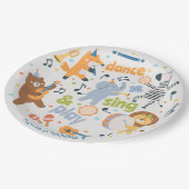 Dance sing and play kids birthday pappteller (Schrägansicht)