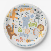 Dance sing and play kids birthday pappteller (Vorderseite)