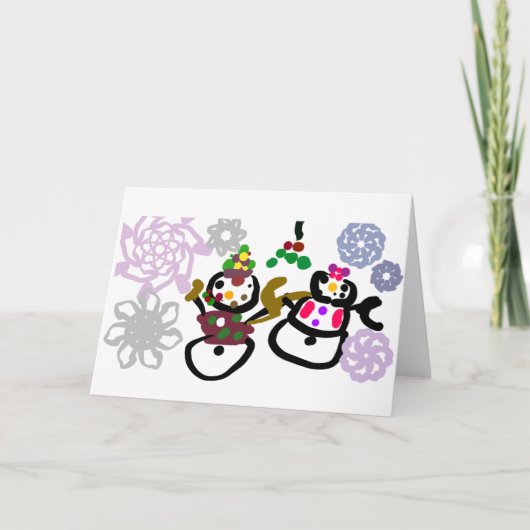 Dance Snowman and Snowwoman Karte (Vorderseite)