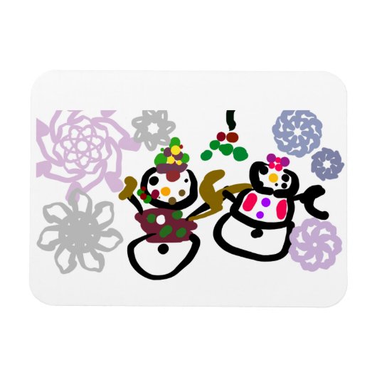 Dance Snowman and Snowwoman Magnet (Horizontal)