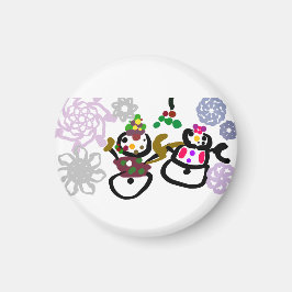 Dance Snowman and Snowwoman Magnet