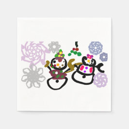 Dance Snowman and Snowwoman Serviette