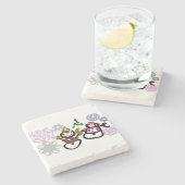 Dance Snowman and Snowwoman Steinuntersetzer (Seitenansicht)