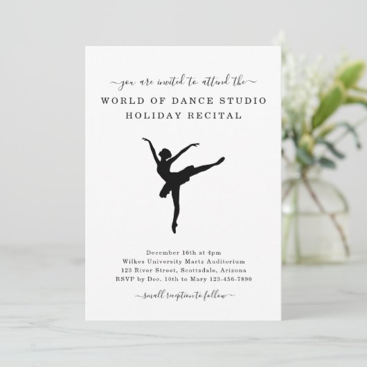 Dance Studio Ballett Einladung (Stehend Vorderseite)