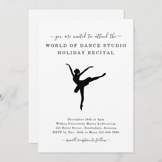 Dance Studio Ballett Einladung (Vorne/Hinten)