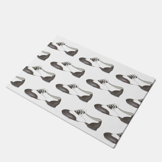 Dance Studio Center Schwarz-Weiß-Stach Schuhdekor Fußmatte (Schrägansicht)