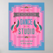 Dance Studio Personalisiert Name Rosa Streifen Ret Poster (Vorne)