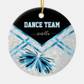 Dance Team Black, White and Baby Blue Glitzer Keramik Ornament (Vorne)