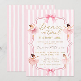 Dance & Twirl Pink Ballerina Ballet Baby Shower Einladung