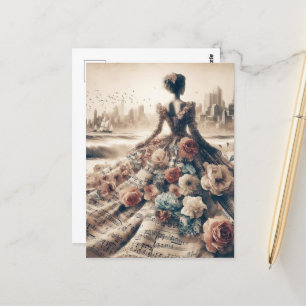 Dance Woman Music Collage Postkarte