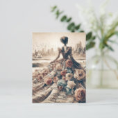 Dance Woman Music Collage Postkarte (Stehend Vorderseite)