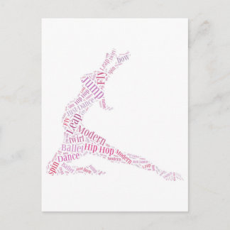 Dance Word Cloud Pink Postkarte