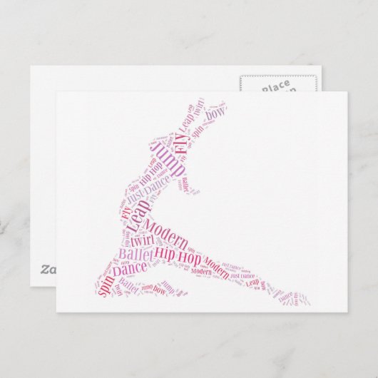 Dance Word Cloud Pink Postkarte (Vorne/Hinten)